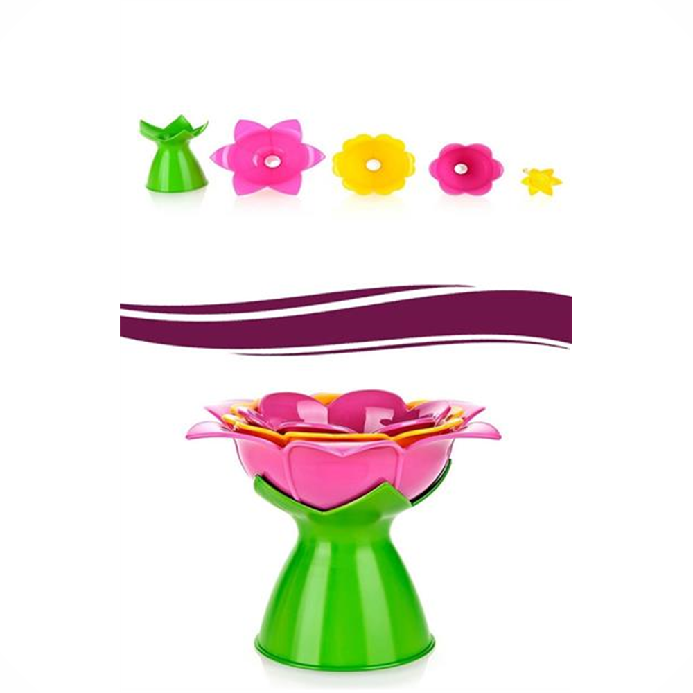 Shopzum Manolya Çiçek Tasarımlı 3 Farklı Boy Matruşka Huni Seti Ve Standı