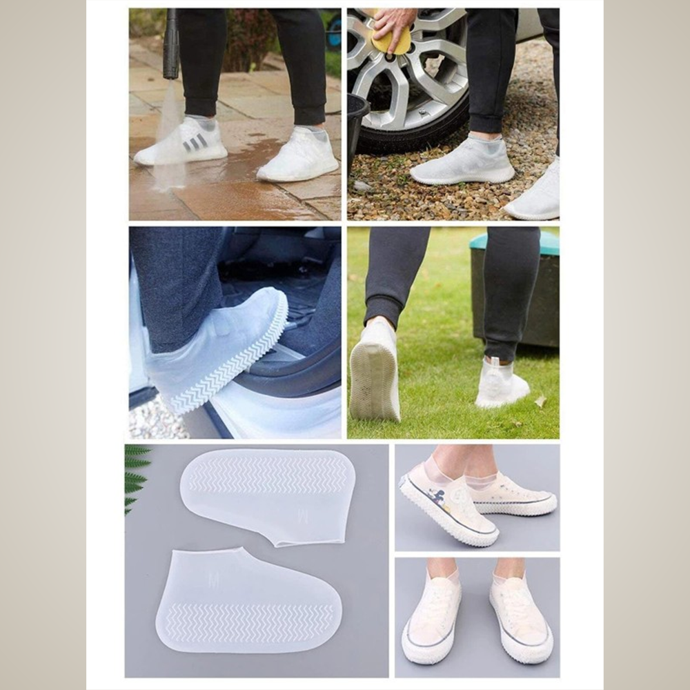 Beyaz Silikon Yağmur Koruyucu Ayakkabı Kılıfı Kaymaz Su Kir Geçirmez Small (26-33)
