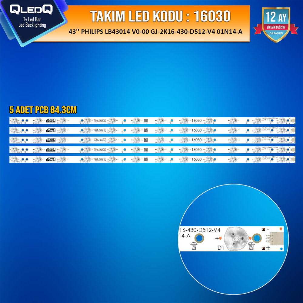 TAKIM LED-130 (5XPCB) 43 LB43014 V0-00 GJ-2K16-430-D512-V4 01N14-A